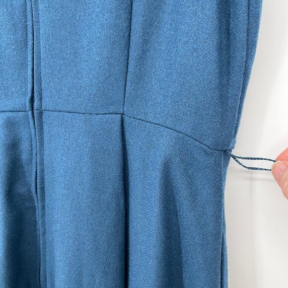 ModCloth Wool Blend Dress Sz 10 Blue A Line Sleeveless Tank Knee Length Pockets - Picture 3 of 11